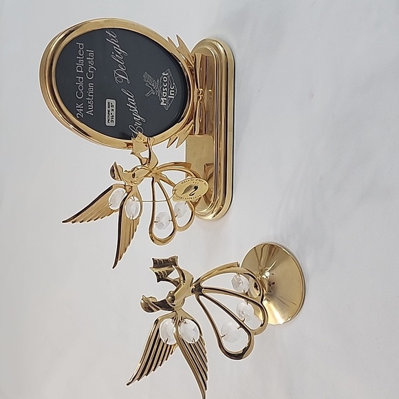 NWT Mascot Inc 24K Gold Plated Austrian Crystal Delight Angel's and  Frame - Picture 1 of 16